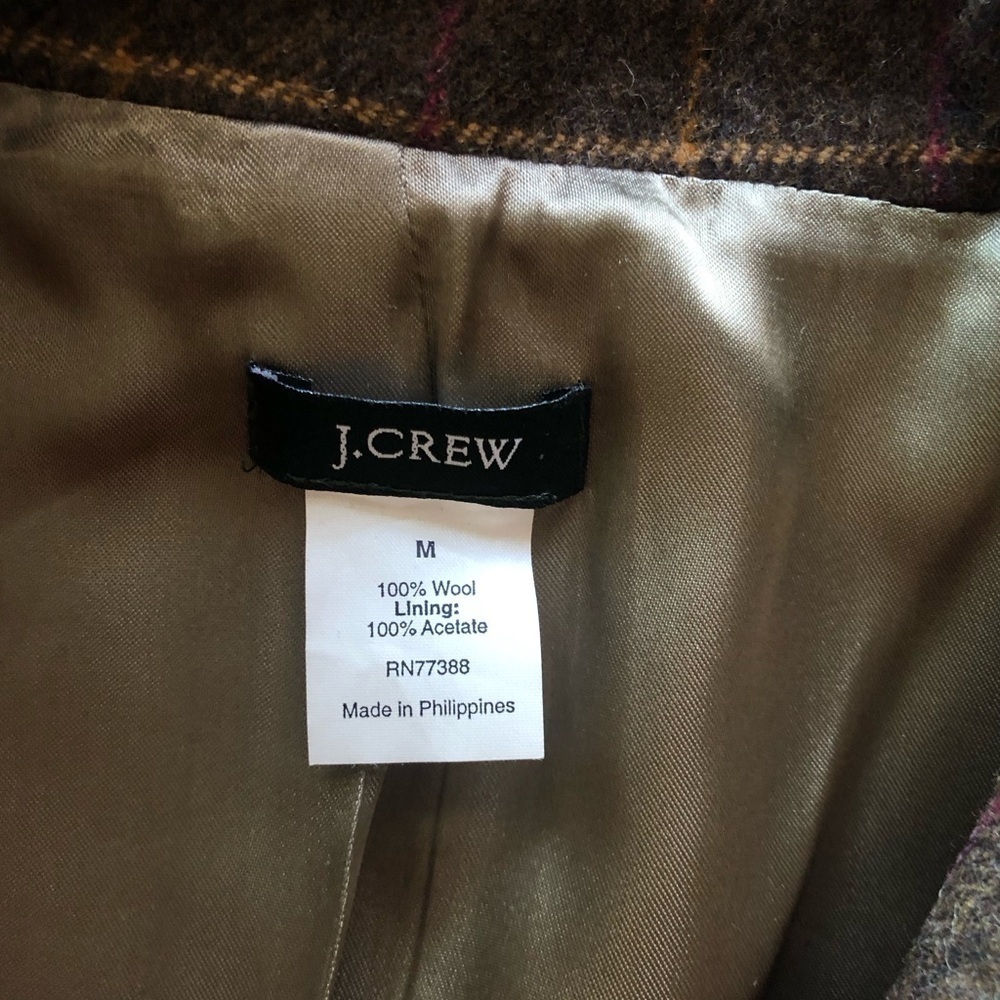J.Crew Plaid Wool Windowpane Brown Coat - Picture 4 of 5